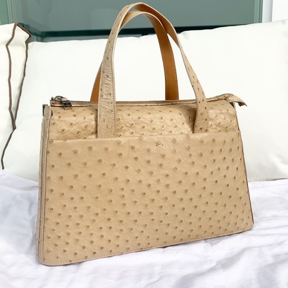 Burberry Handbags - Burberry London ostrich tote handbag cream beige